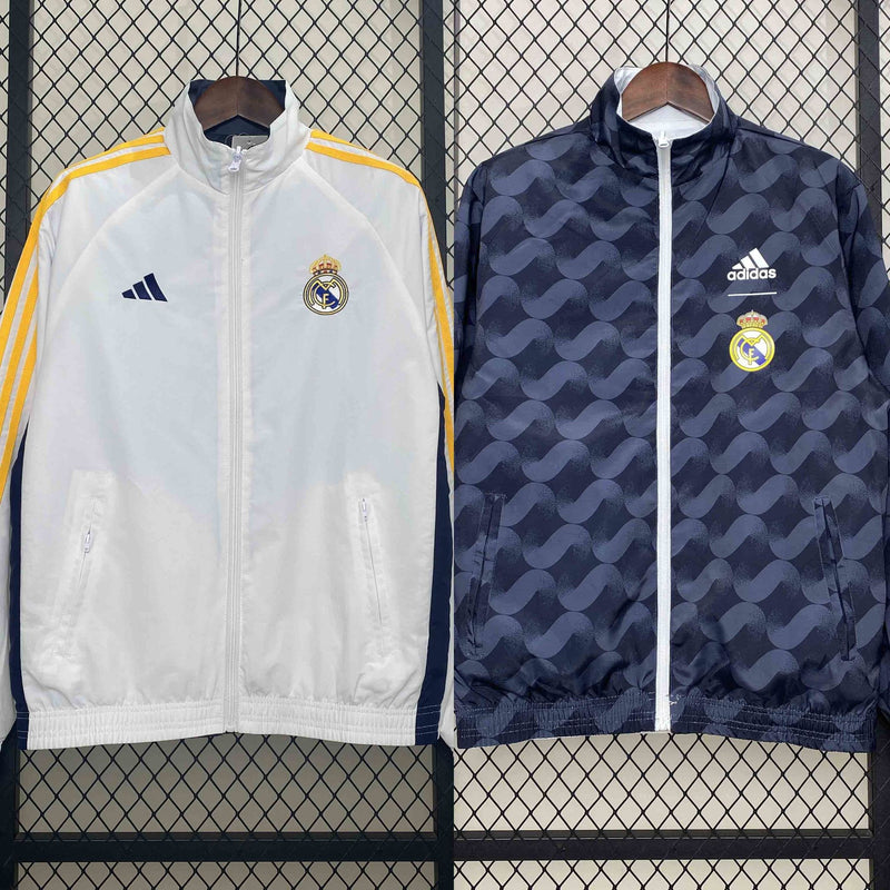 Corta-Vento Real Madrid 24/25 Dupla-Face - Branco/Azul