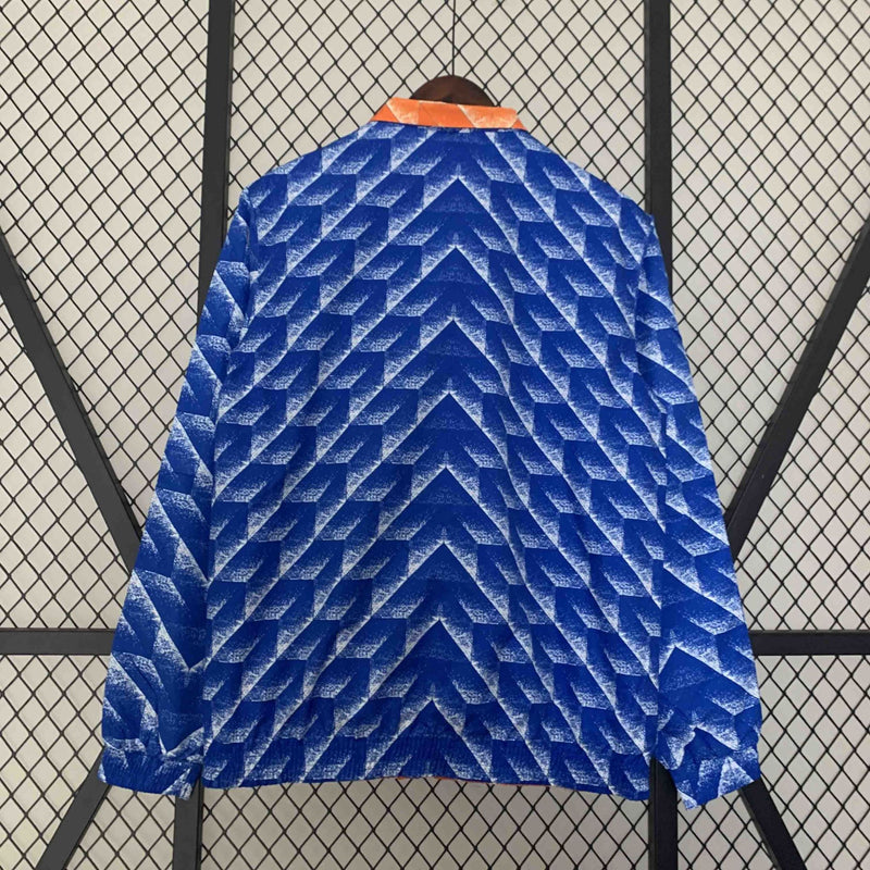 Corta-Vento Holanda Retrô Dupla-Face - Laranja/Azul