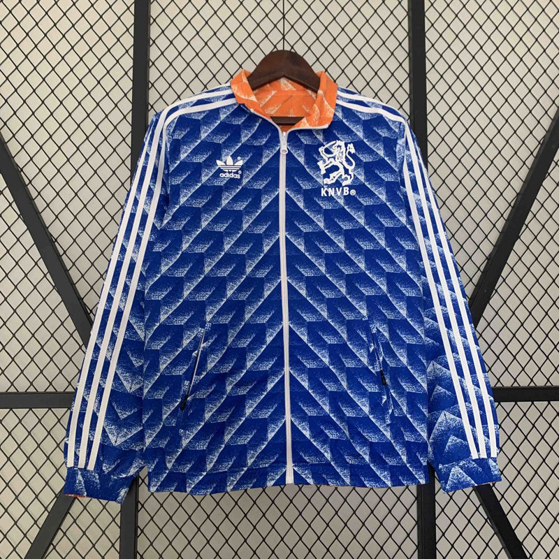 Corta-Vento Holanda Retrô Dupla-Face - Laranja/Azul