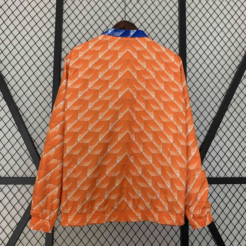 Corta-Vento Holanda Retrô Dupla-Face - Laranja/Azul
