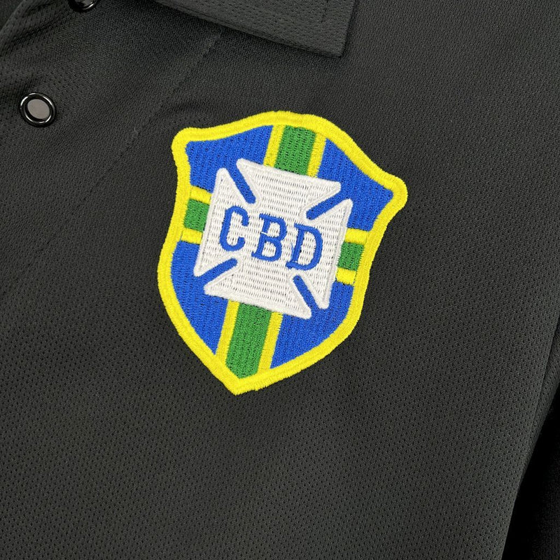 Camisa Retrô Brasil 2004 Preta Manga Longa