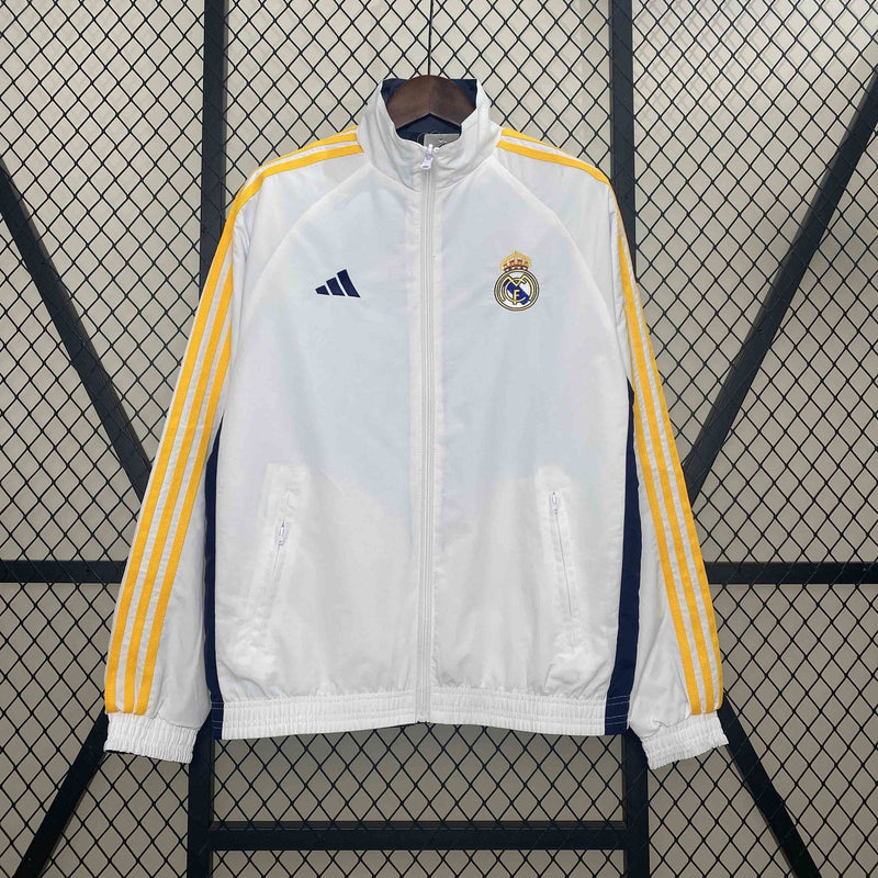 Corta-Vento Real Madrid 24/25 Dupla-Face - Branco/Azul