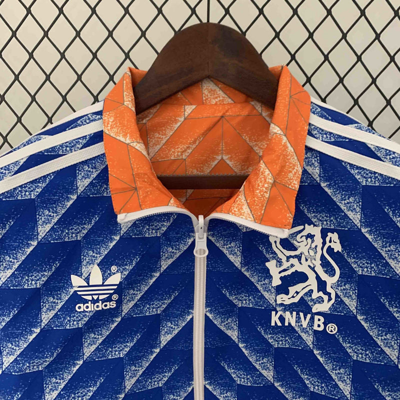 Corta-Vento Holanda Retrô Dupla-Face - Laranja/Azul