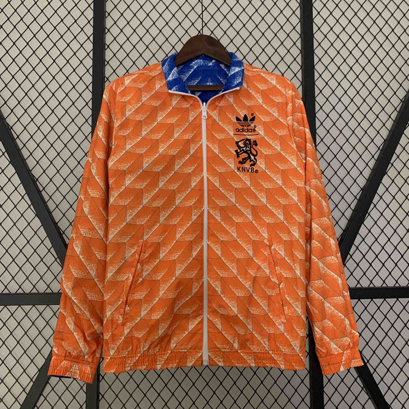 Corta-Vento Holanda Retrô Dupla-Face - Laranja/Azul