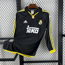 Camisa Retrô Real Madrid 1998/99 II Away - Manga Longa - Preta Com Dourado