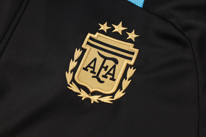 24/25 Conjunto Treino Argentina - Frio Zíper Curto - Preto