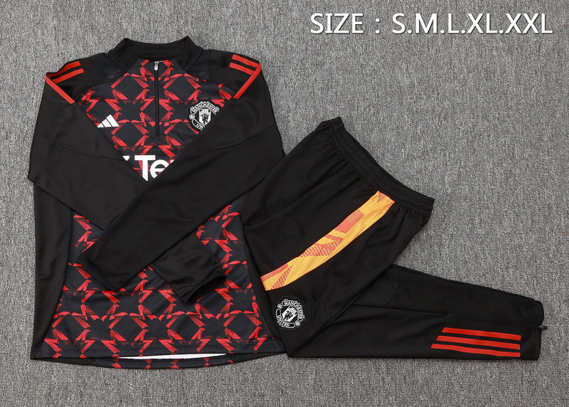 24/25 Conjunto Treino Manchester United - Frio Zíper Curto - Vermelho