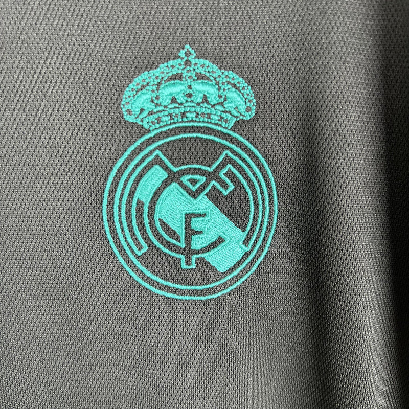 Camisa Retrô Real Madrid 2017/2018 II Away - Preta - Manga Longa Adidas