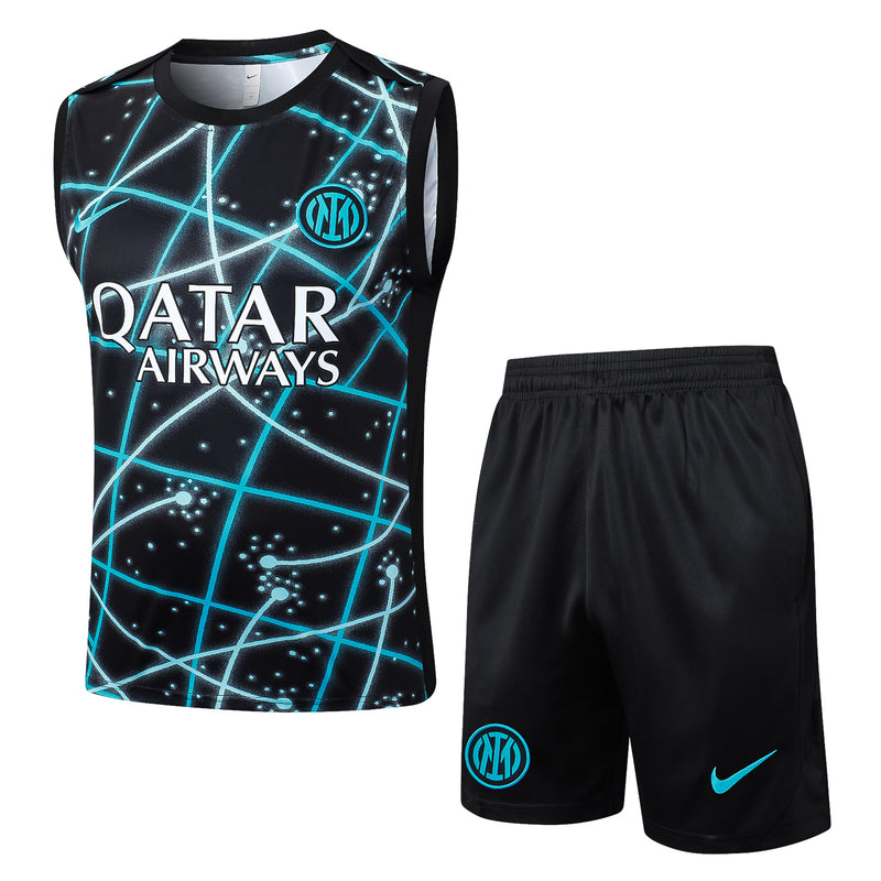 25/26 Conjunto Inter de Milão Regata - Preto Luzes Azuis