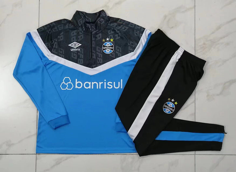 23/24 Conjunto Treino Grêmio - Frio Zíper Curto - Azul Celeste