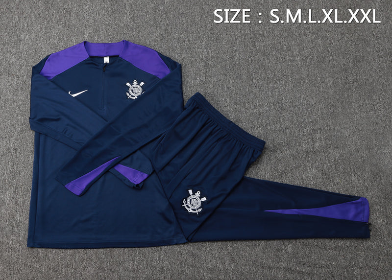 25/26 Conjunto Treino Corinthians - Frio Zíper Curto - Roxo Escuro