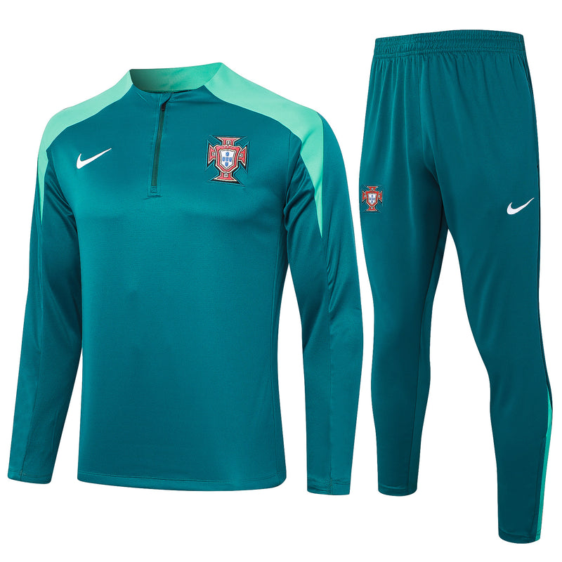 24/25 Conjunto Treino Portugal - Frio Zíper Curto - Verde Escuro