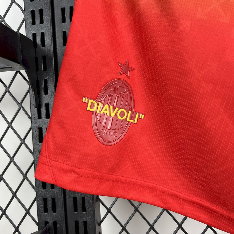 Short AC Milan 2025/2026 Off-White - Vermelho