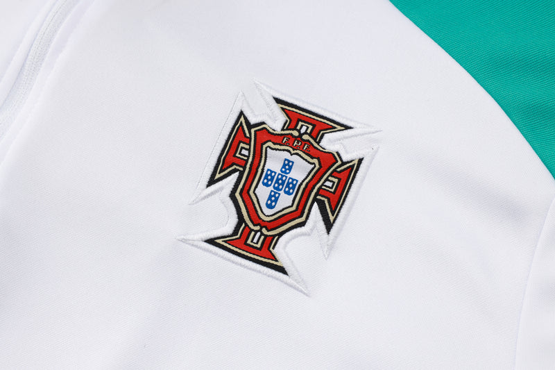 24/25 Conjunto Treino Portugal - Frio Zíper Curto - Branco