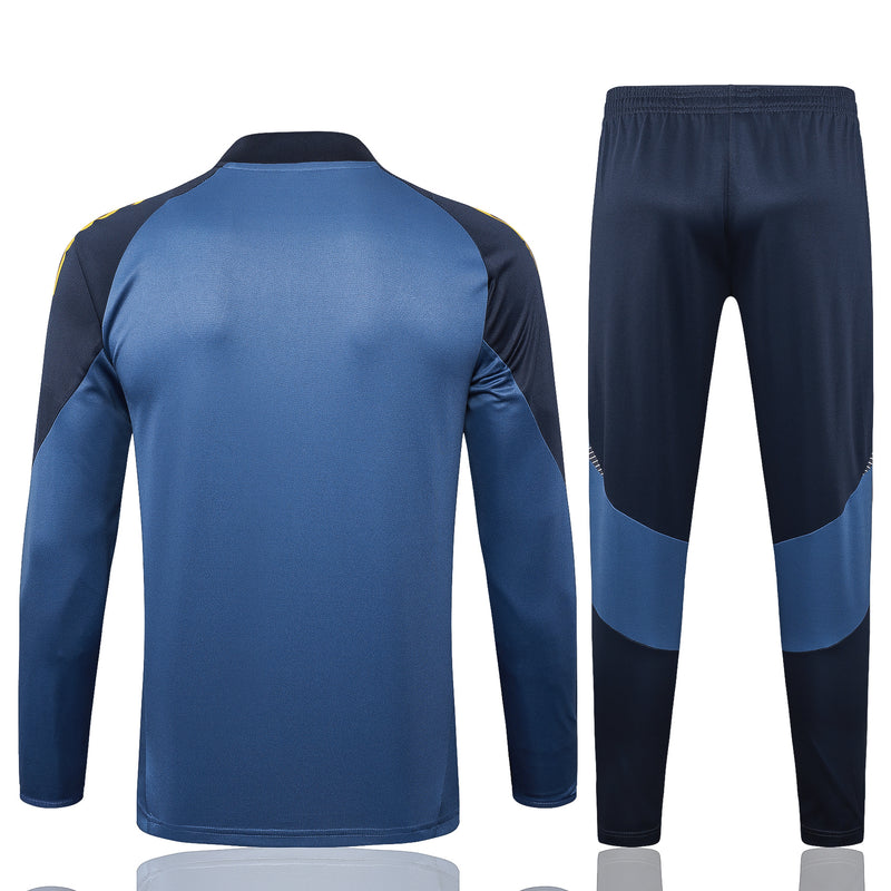 24/25 Conjunto Treino Boca Juniors - Frio Zíper Curto - Azul Escuro