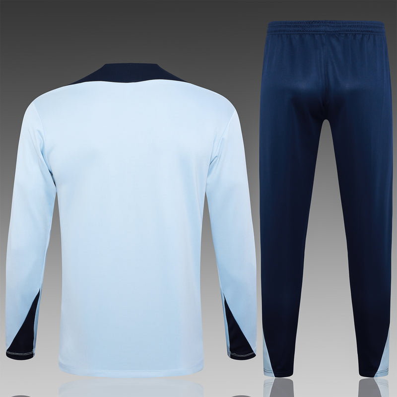 24/25 Conjunto Treino França - Frio Zíper Curto - Azul Claro