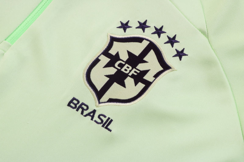 22/23 Conjunto Treino Brasil - Frio Zíper Curto - Verde Liso