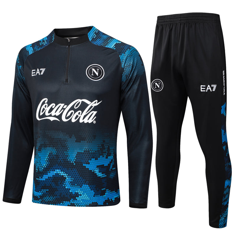 24/25 Conjunto Treino Napoli - Zíper Curto - Preto