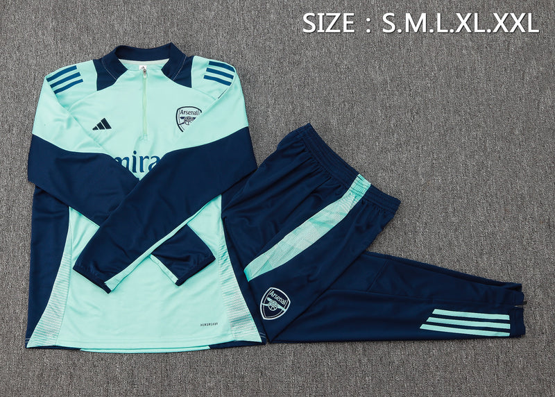 24/25 Conjunto Treino Arsenal - Frio Zíper Curto - Azul Claro