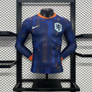 Camisa Holanda 2024/25 Euro II Away - Jogador Manga Longa - Azul