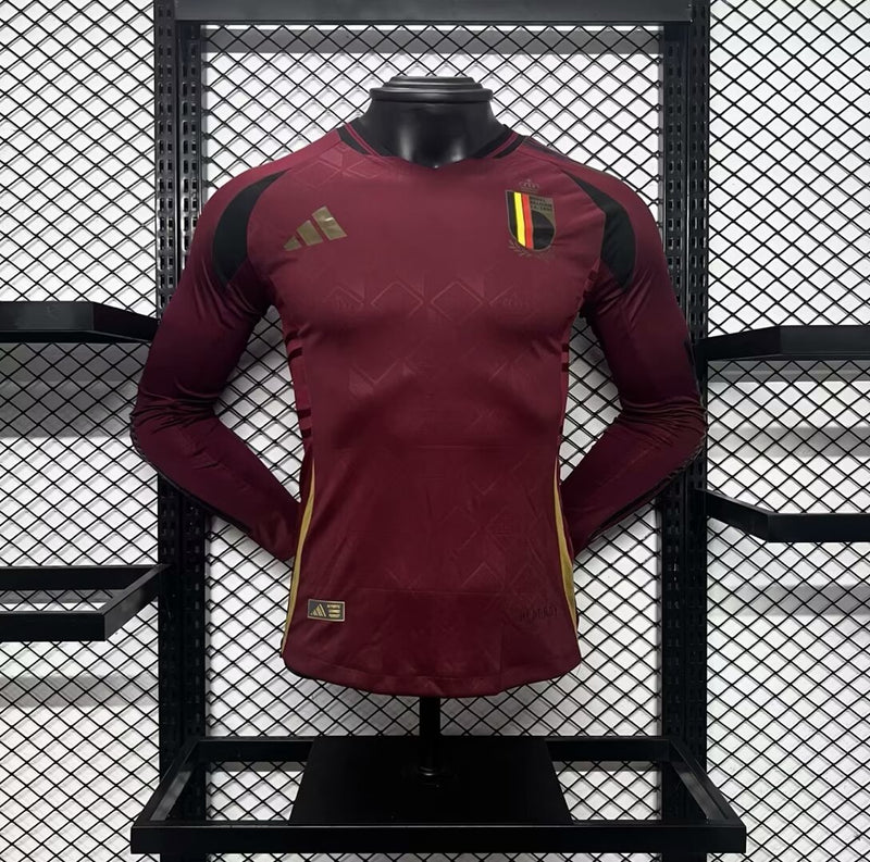 Camisa Bélgica 2024/25 Euro I Home - Jogador Manga Longa