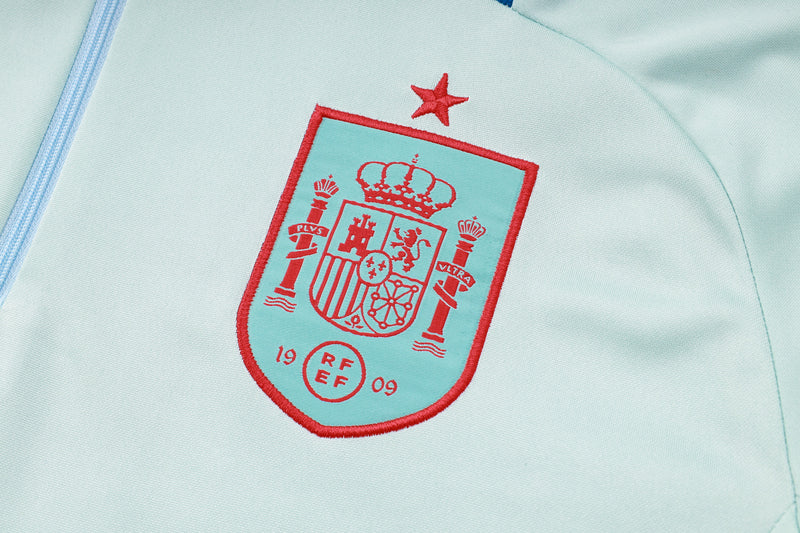 24/25 Conjunto Treino Espanha - Frio Zíper Curto - Azul Claro