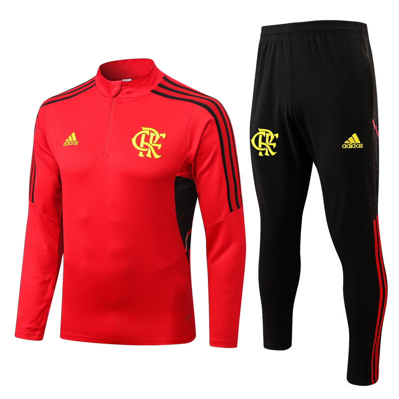 22/23 Conjunto Treino Flamengo - Frio Zíper Curto - Vermelho Amarelo