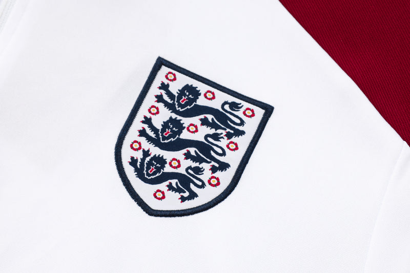 24/25 Conjunto Treino Inglaterra - Frio Zíper Curto - Branco
