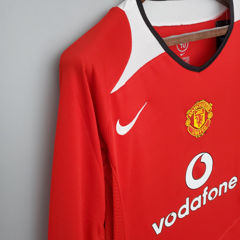 Camisa Retrô Manchester United 2004/2006 I Home - Manga Longa Nike