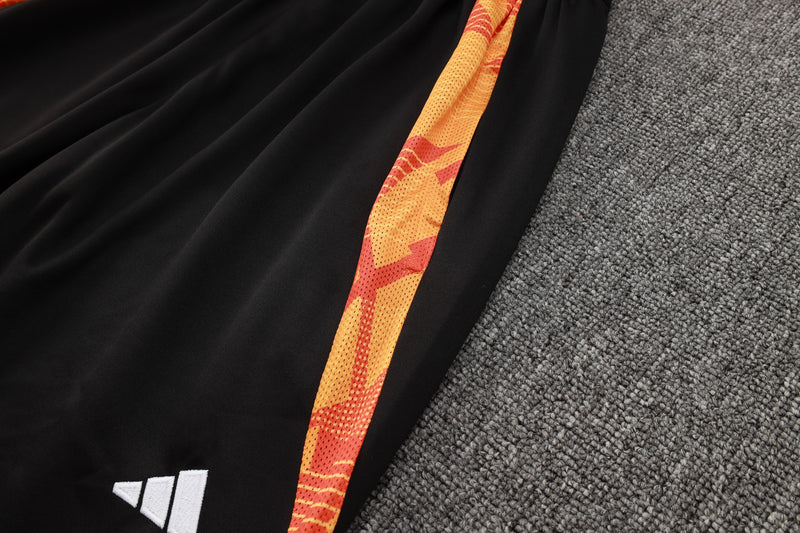 24/25 Conjunto Treino Real Madrid - Frio Zíper Curto - Branco com Laranja