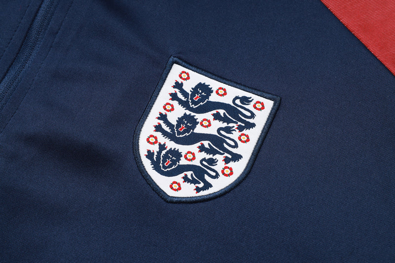 24/25 Conjunto Treino Inglaterra - Frio Zíper Curto - Azul Escuro