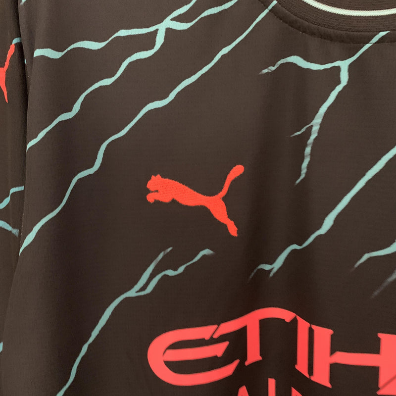 Camisa Manchester City 2023/24 III Third - Torcedor Manga Longa - Preta