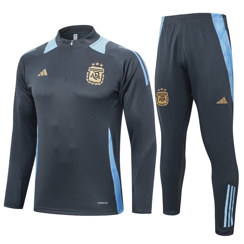 24/25 Conjunto Treino Argentina - Frio Zíper Curto - Cinza