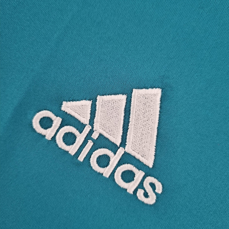 Camisa Retrô Real Madrid 2017/2018 III Third Azul Gol Bicicleta CR7 - Manga Longa Adidas