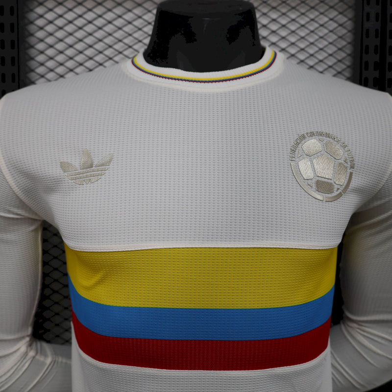 Camisa Colômbia Aniversário 100 Anos Branca - Manga Longa Jogador Adidas