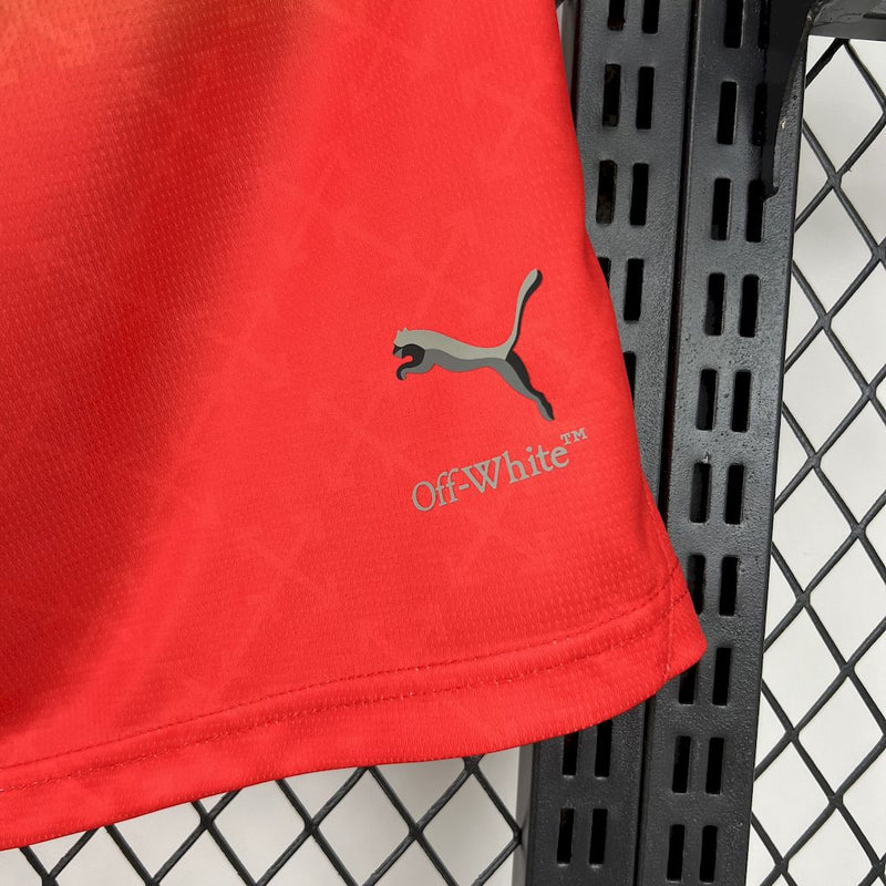Short AC Milan 2025/2026 Off-White - Vermelho