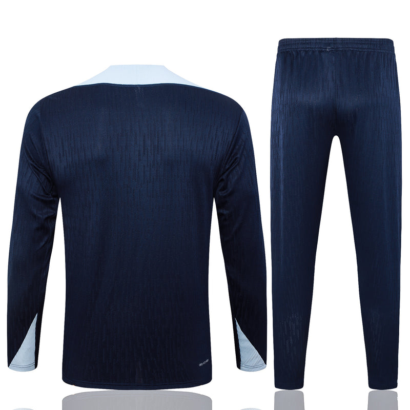 24/25 Conjunto Treino França - Zíper Curto - Azul Marinho