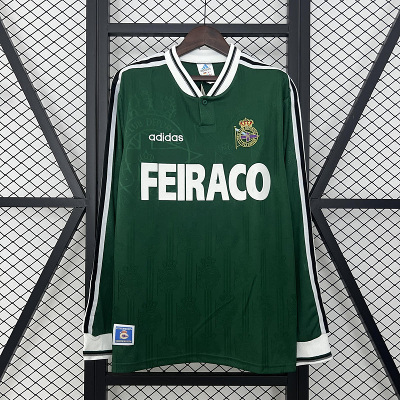 Camisa Retrô Deportivo La Corunã Manga Longa Adidas Verde