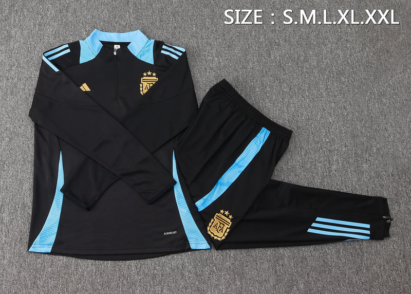 24/25 Conjunto Treino Argentina - Frio Zíper Curto - Preto
