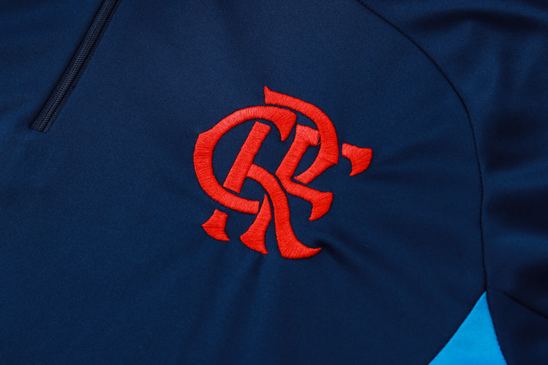 25/26 Conjunto Treino Flamengo - Frio Zíper Curto - Azul Escuro