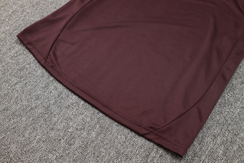 24/25 Conjunto Bayern de Munique - Frio Zíper Curto - Vermelho Escuro