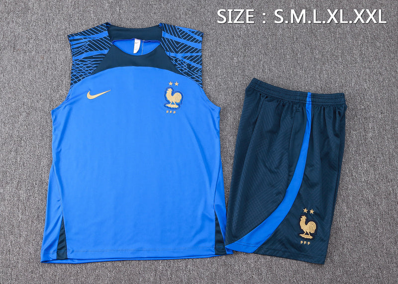 23/24 Conjunto Treino França - Regata - Azul