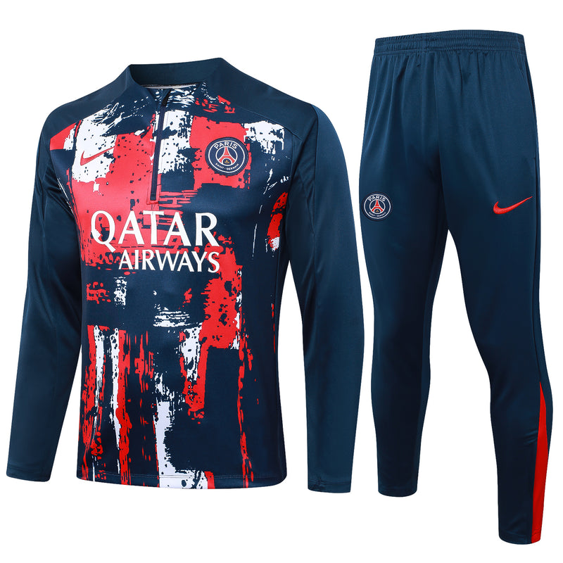 24/25 Conjunto PSG - Frio Zíper Curto - Azul Escuro
