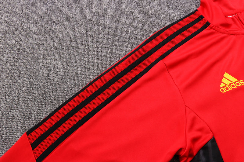 22/23 Conjunto Treino Flamengo - Frio Zíper Curto - Vermelho Amarelo