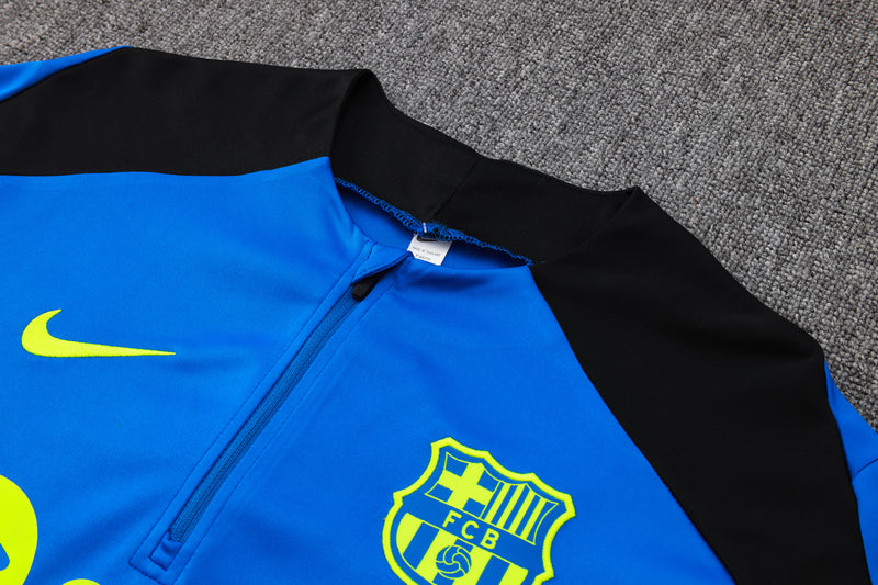 24/25 Conjunto Treino Barcelona - Frio Zíper Curto - Azul