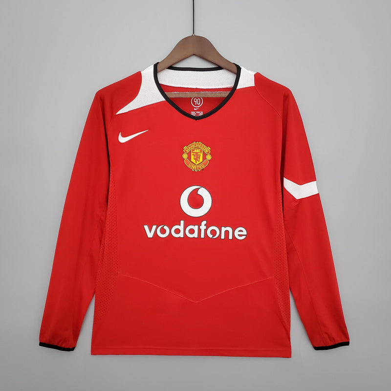 Camisa Retrô Manchester United 2004/2006 I Home - Manga Longa Nike