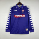 Camisa Retrô Fiorentina 1998 Nintendo I Home - Roxa - Manga Longa Fila