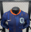 Camisa Holanda 2024/25 Euro II Away - Jogador Manga Longa - Azul