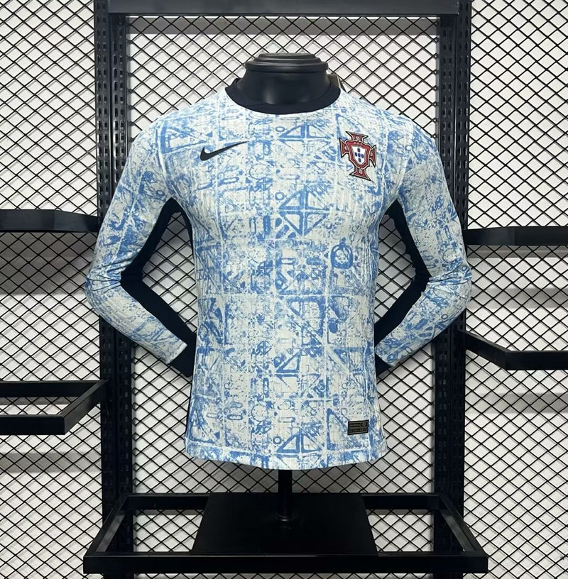 Camisa Portugal 2024/25 Euro II Away - Jogador Manga Longa - Azul