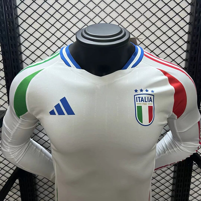 Camisa Itália 2024/25 II Away - Jogador Manga Longa Branca